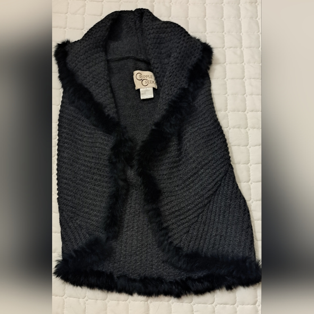 Cripple Creek cardigan size large rabbit fur